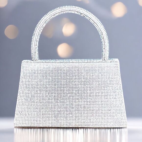 NEW HOURGLASS TOP HANDLE CROSSBODY SPARKLING GLITTER BAG WEDDING FORMAL EVENT - Picture 2 of 10